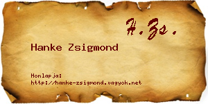 Hanke Zsigmond névjegykártya